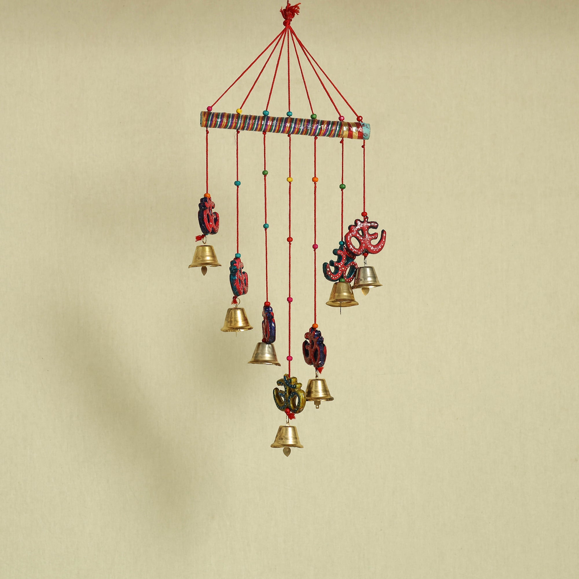  Om - Handpainted Wooden Decorative Bell Hanging