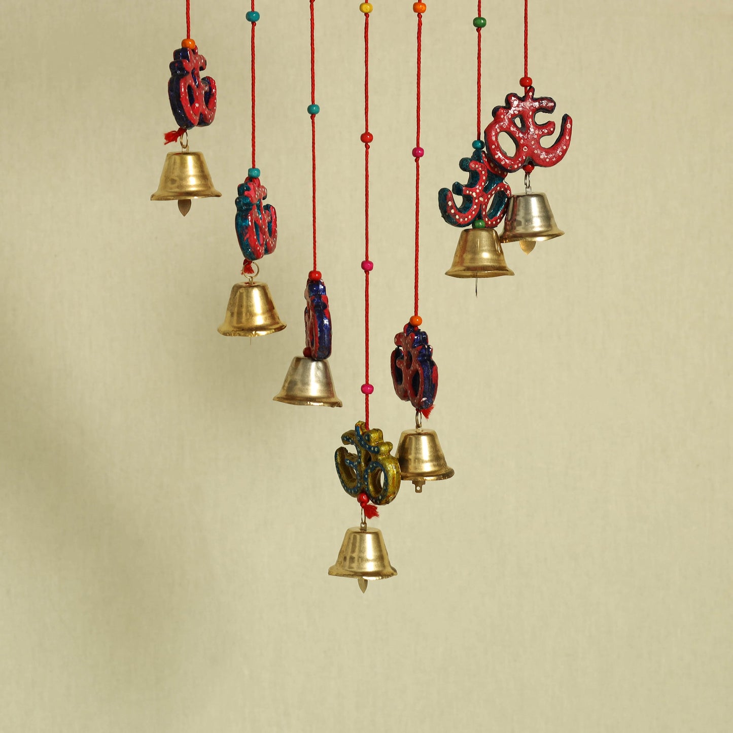  Om - Handpainted Wooden Decorative Bell Hanging