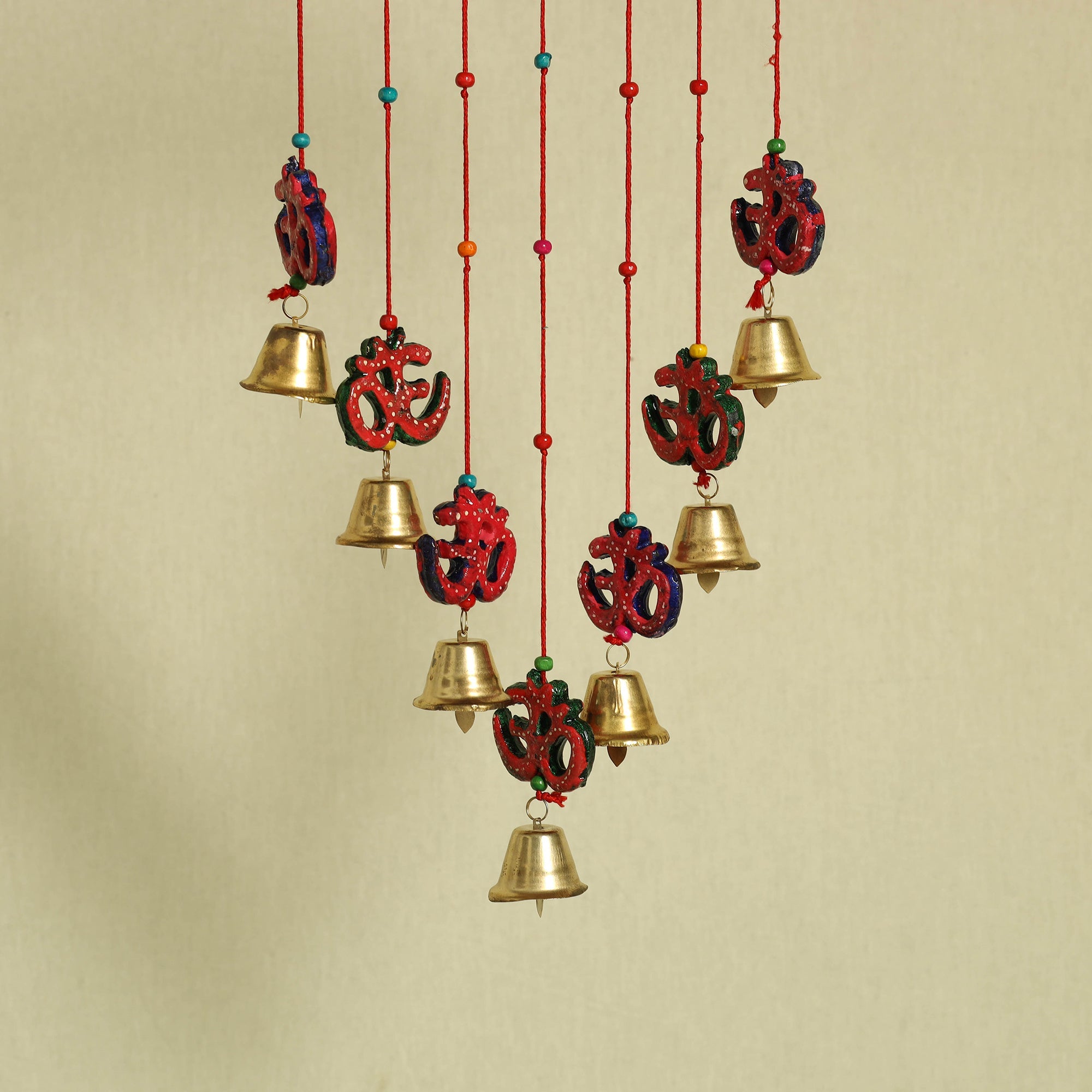  Om - Handpainted Wooden Decorative Bell Hanging