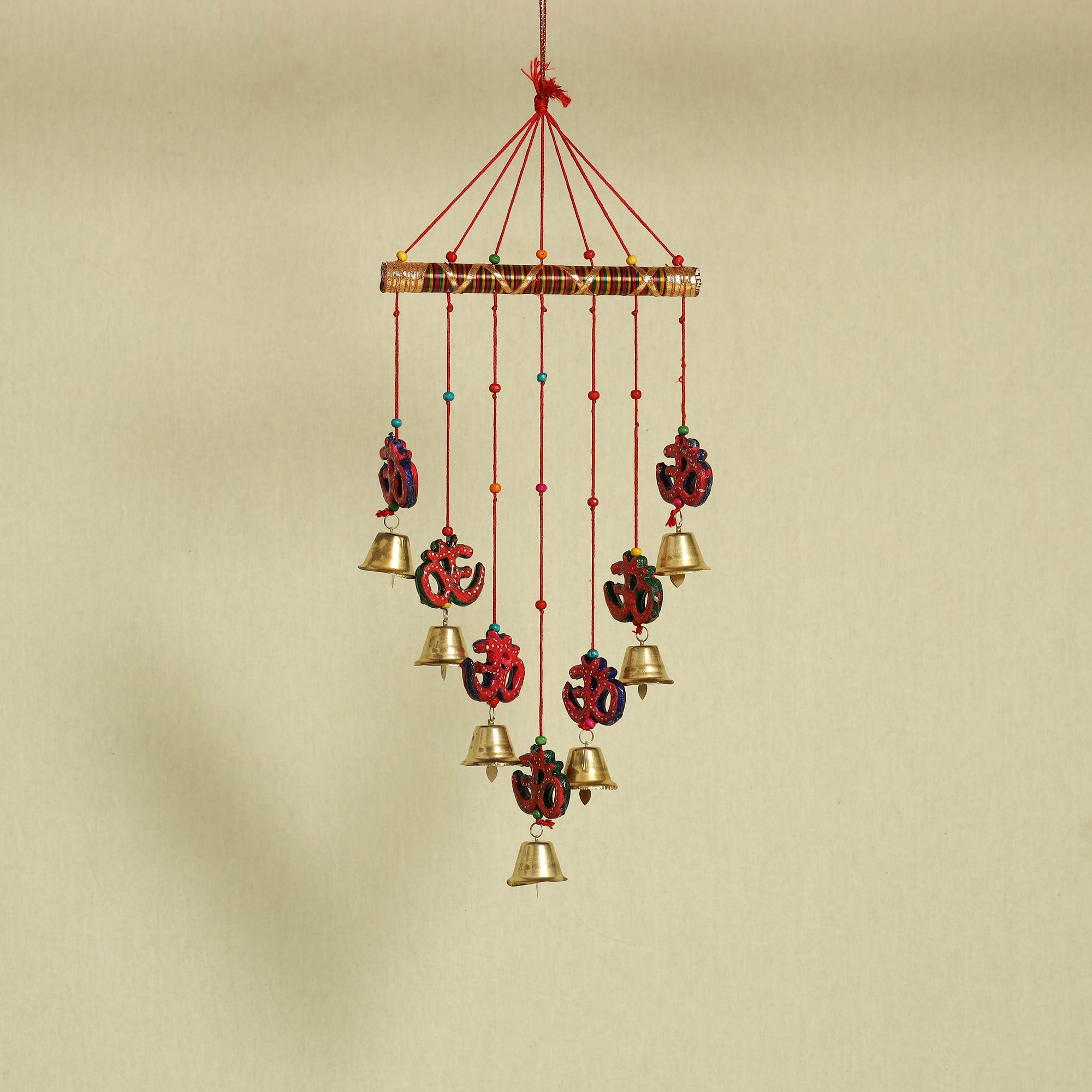  Om - Handpainted Wooden Decorative Bell Hanging