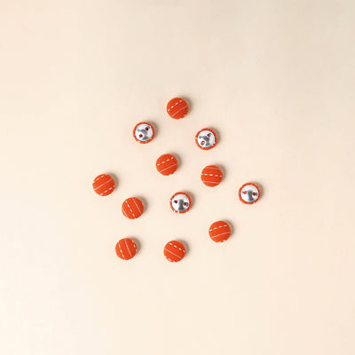  Orange Handmade Fabric Button Small at iTokri