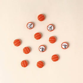  Orange Handmade Fabric Button Small at iTokri