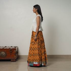 Orange - 24 kali cotton pochampally ikat skirt 22