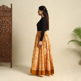 Buy 24 Kali Orange Patchwork Batik Print Cotton Long Skirt