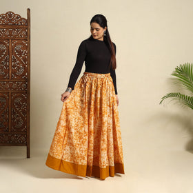 Buy 24 Kali Orange Patchwork Batik Print Cotton Long Skirt