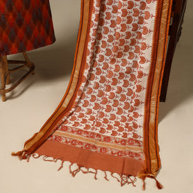 Orange 2pc Cotton Handloom Central Asian Ikat Kurta with Dupatta