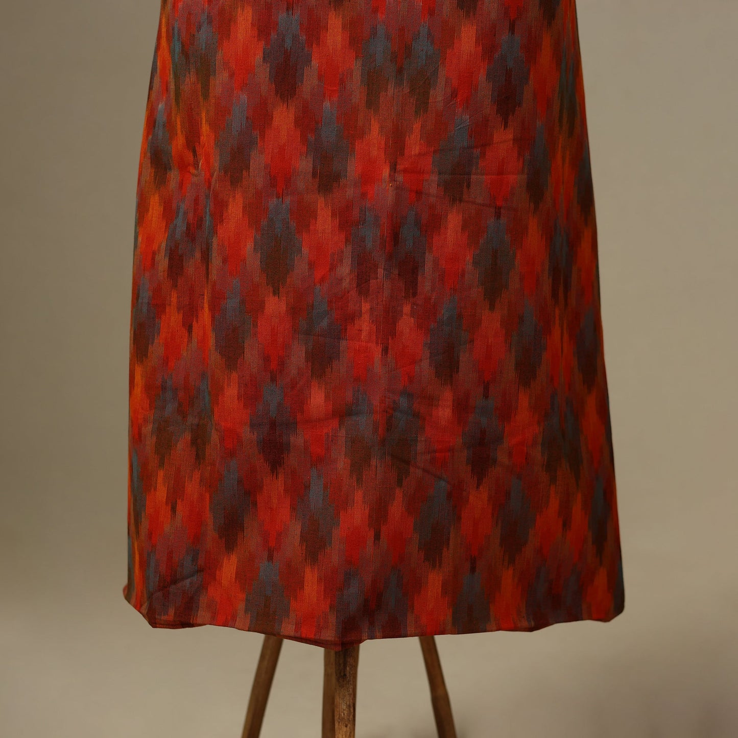 Orange 2pc Cotton Handloom Central Asian Ikat Kurta with Dupatta