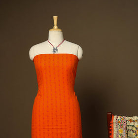Orange - 2pc cotton unstitched jacquard dress material