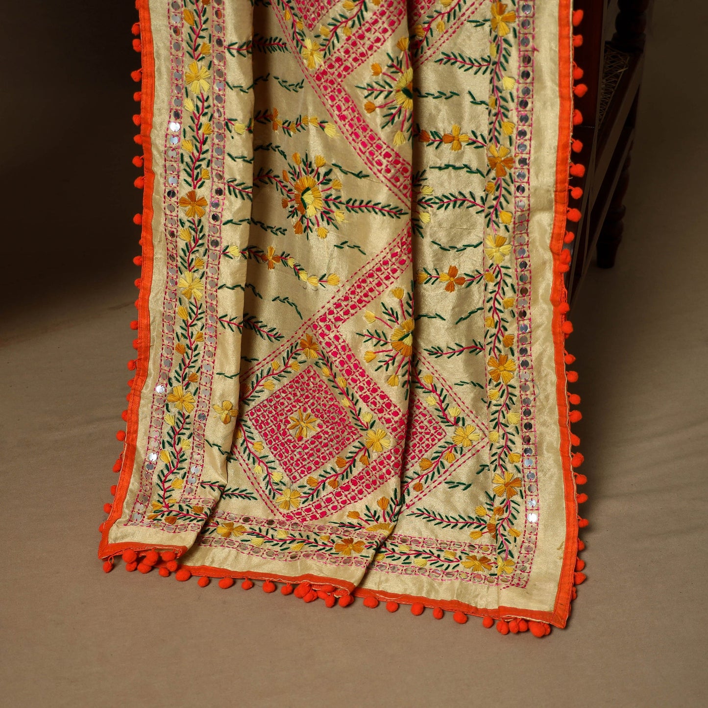 Orange - 2pc cotton unstitched jacquard dress material