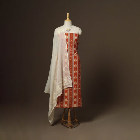 2pc cotton unstitched pochampally ikat dress material