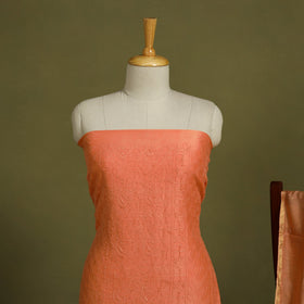 2pc Orange Hand Embroidery Chanderi Silk Chikankari Dress Material