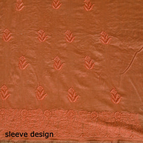 2pc Orange Hand Embroidery Chanderi Silk Chikankari Dress Material