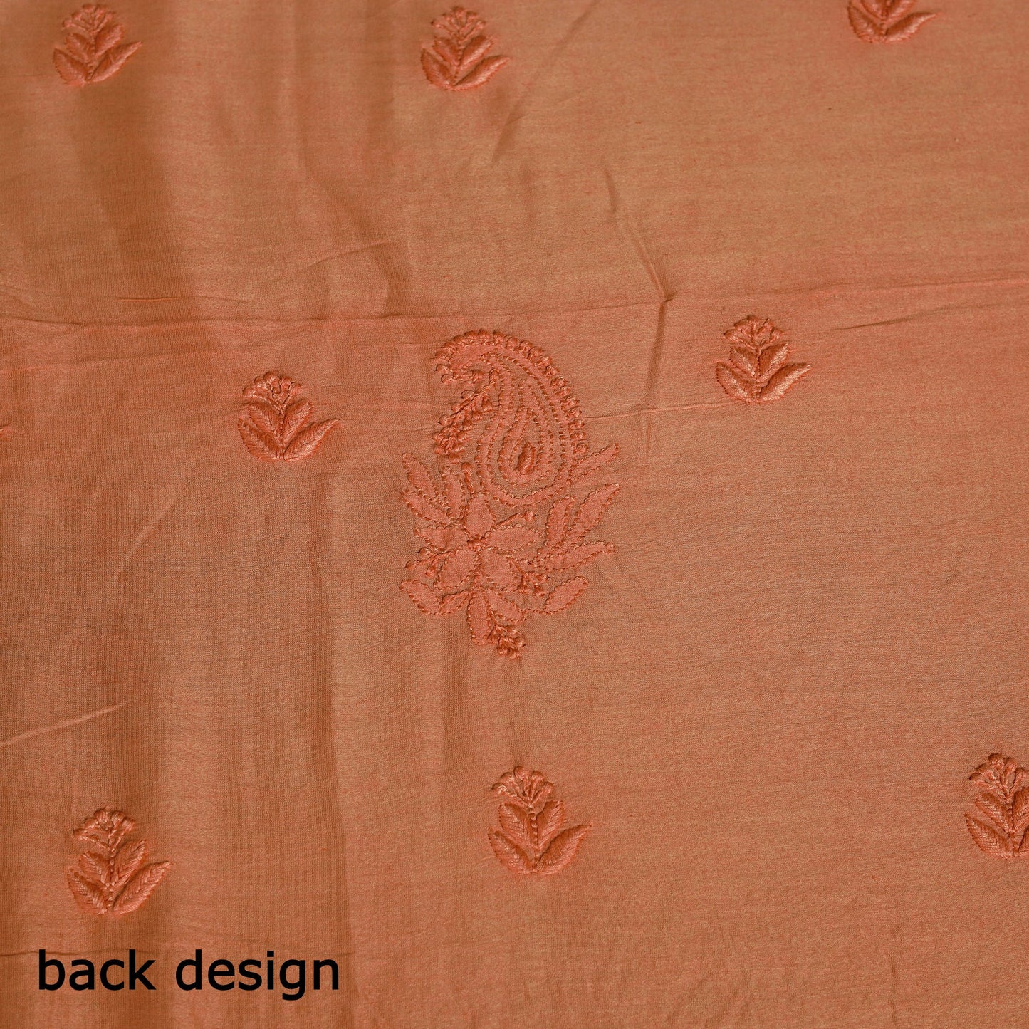 2pc Orange Hand Embroidery Chanderi Silk Chikankari Dress Material