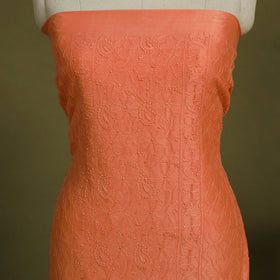 2pc Orange Hand Embroidery Chanderi Silk Chikankari Dress Material