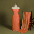 2pc Orange Hand Embroidery Chanderi Silk Chikankari Dress Material