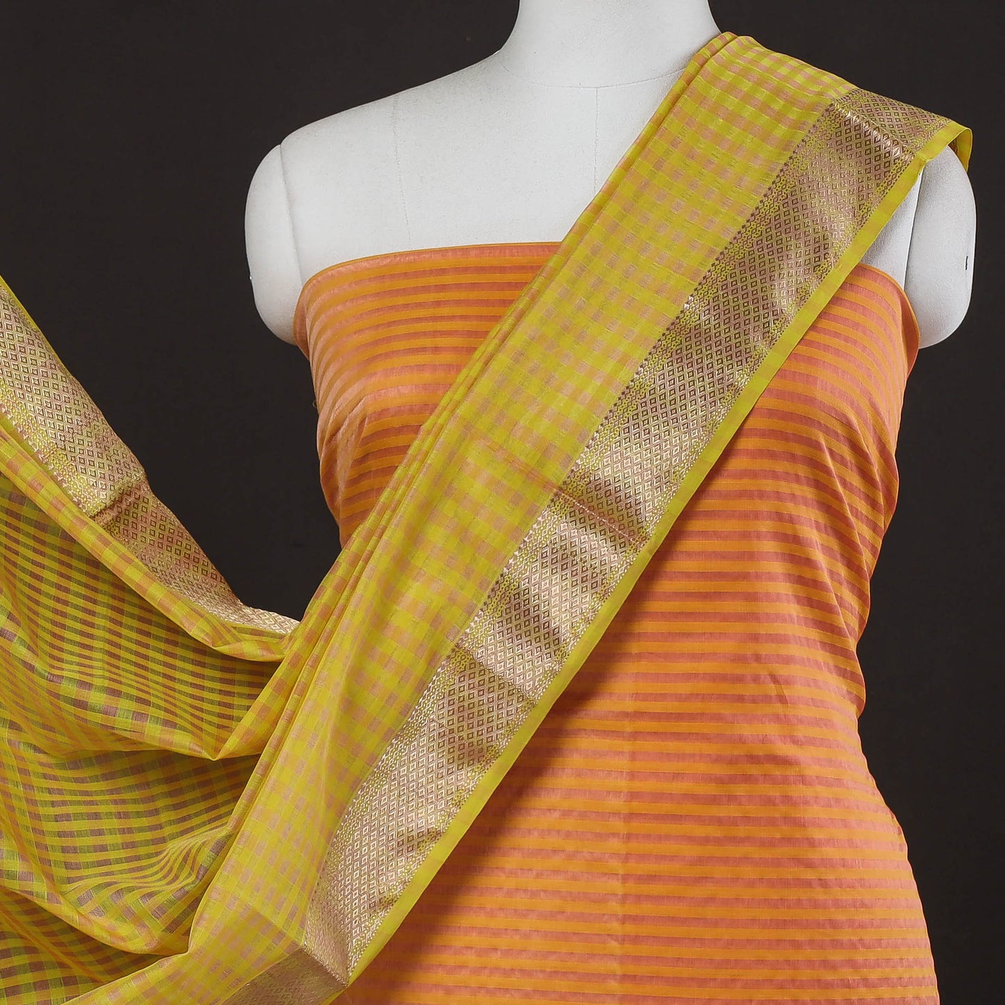 2pc Handloom Silk Cotton Maheshwari Dress Material