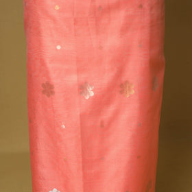 Orange - 2pc handloom zari buta unstitched chanderi silk