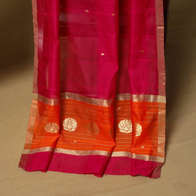 Orange - 2pc handloom zari buti unstitched chanderi silk