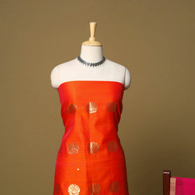 Orange - 2pc handloom zari buti unstitched chanderi silk