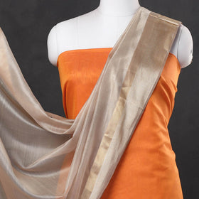 Buy 2pc Maheshwari Silk Handloom Suit Material Set with Resham Zari Border Online l iTokri.com