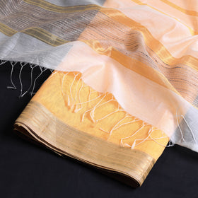 Buy Orange 2pc Maheshwari Silk Handloom Suit Material Set with Zari Border