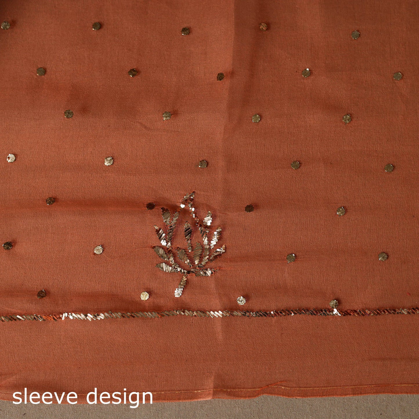 Orange - 2pc organza silk unstitched mukaish handwork dress