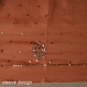 Orange - 2pc organza silk unstitched mukaish handwork dress