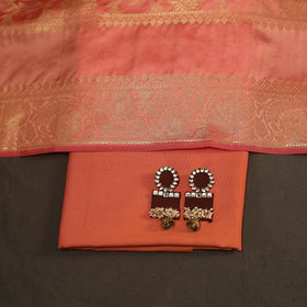 Orange - 2pc slub silk unstitched plain dress material