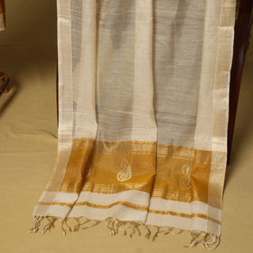 Orange - 2pc tissue zari handloom unstitched maheshwari