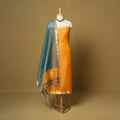 Orange - 2pc tissue zari handloom unstitched maheshwari