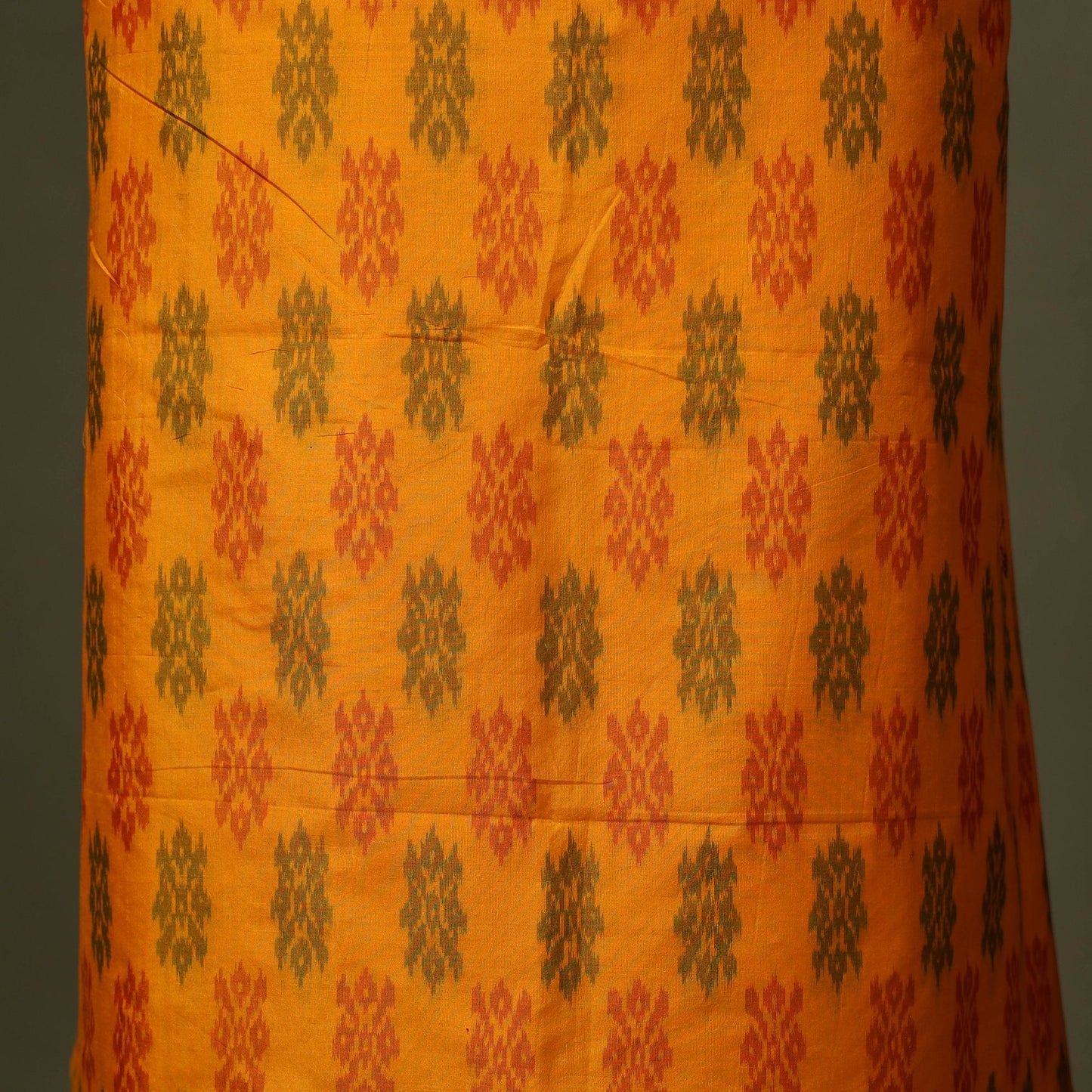 Orange - 2pc unstitched handloom sico pochampally ikat