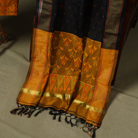 Orange - 2pc unstitched handloom sico pochampally ikat