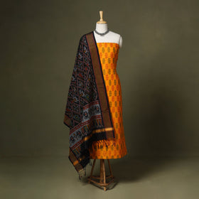 Orange - 2pc unstitched handloom sico pochampally ikat