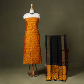 Orange - 2pc unstitched handloom sico pochampally ikat