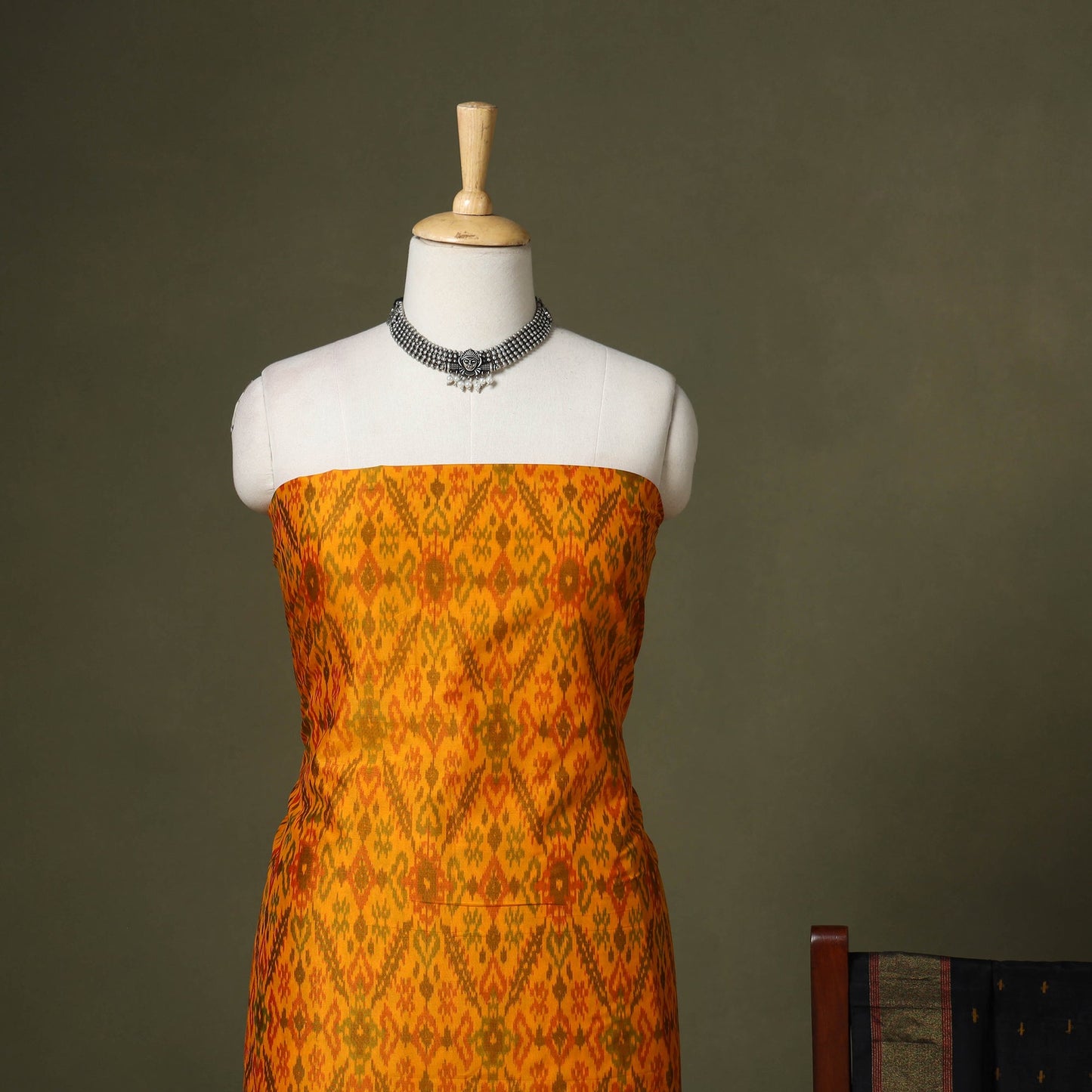Orange - 2pc unstitched handloom sico pochampally ikat