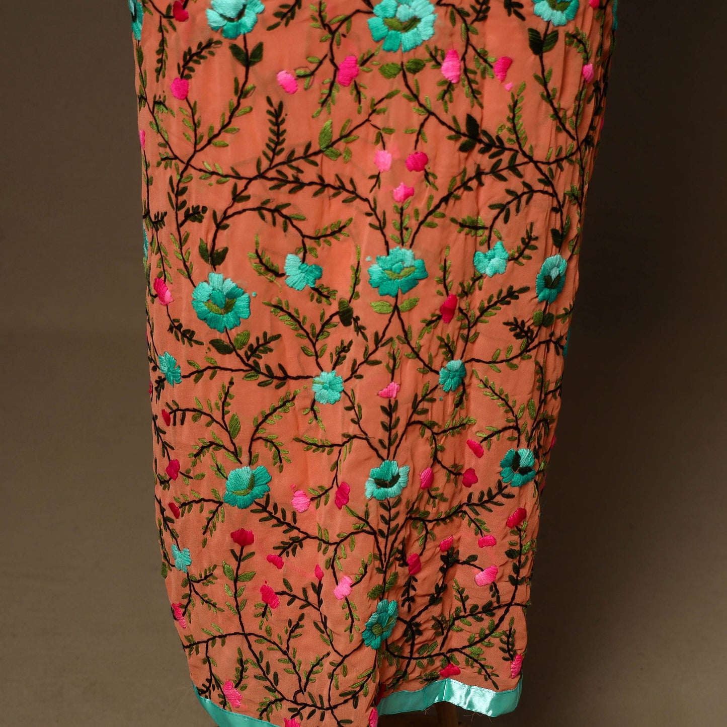 Orange - 33pc hand embroidery georgette unstitched phulkari