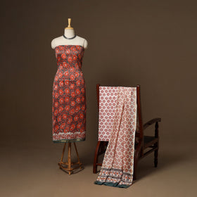 3pc chanderi silk unstitched hand sanganeri dress material
