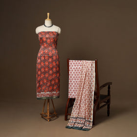 3pc chanderi silk unstitched hand sanganeri dress material