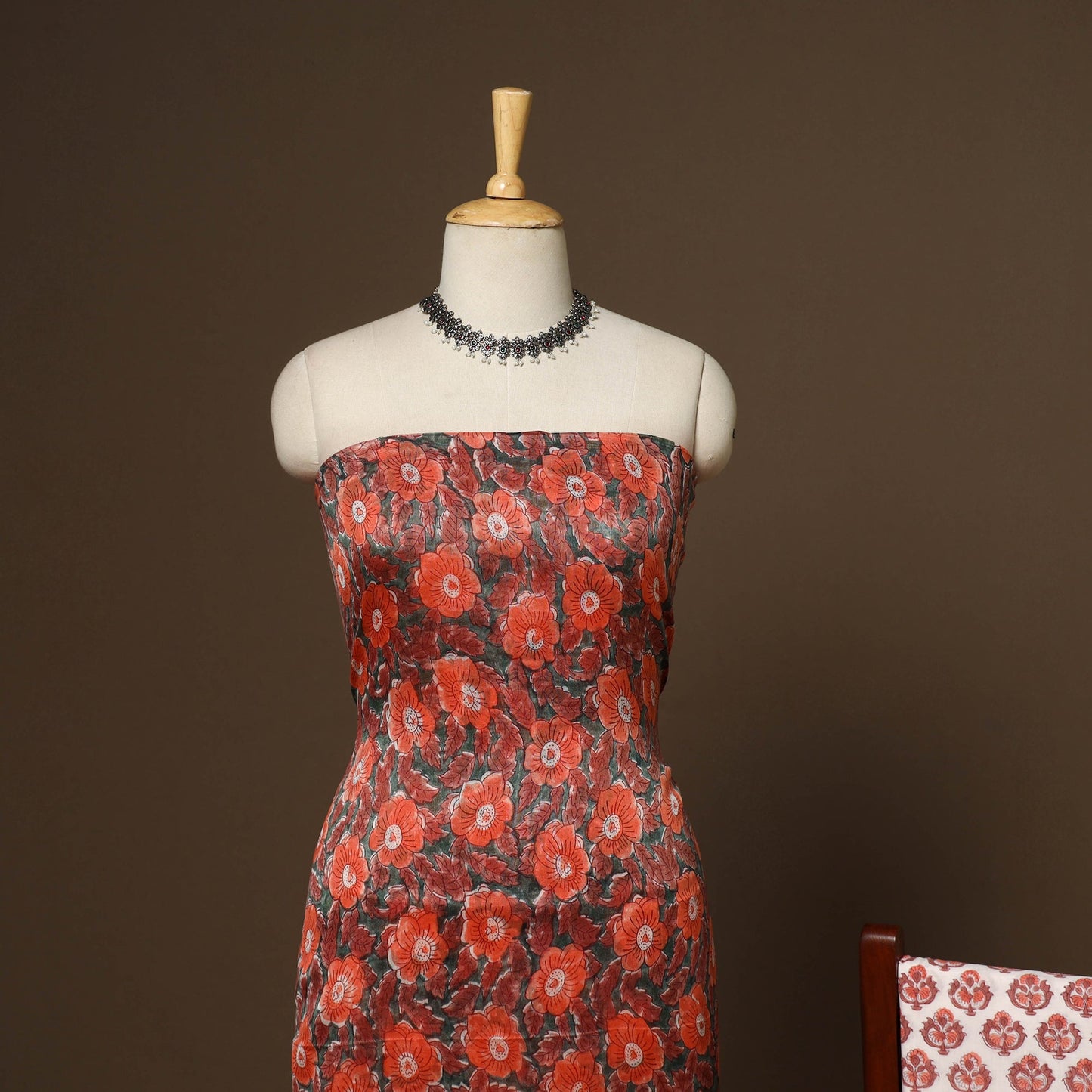 3pc chanderi silk unstitched hand sanganeri dress material