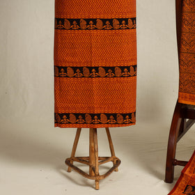 Orange 3pc Cotton Bagh Print Suit Material Set