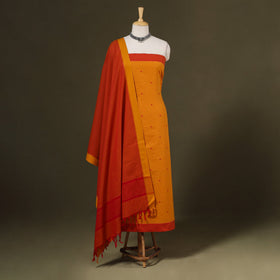 Orange 3pc Cotton Jacquard Unstitched Dress Material 