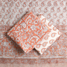 Buy 3pc Cotton Orange Sanganeri Print Dress Material