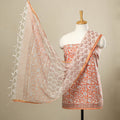 Buy 3pc Cotton Orange Sanganeri Print Dress Material