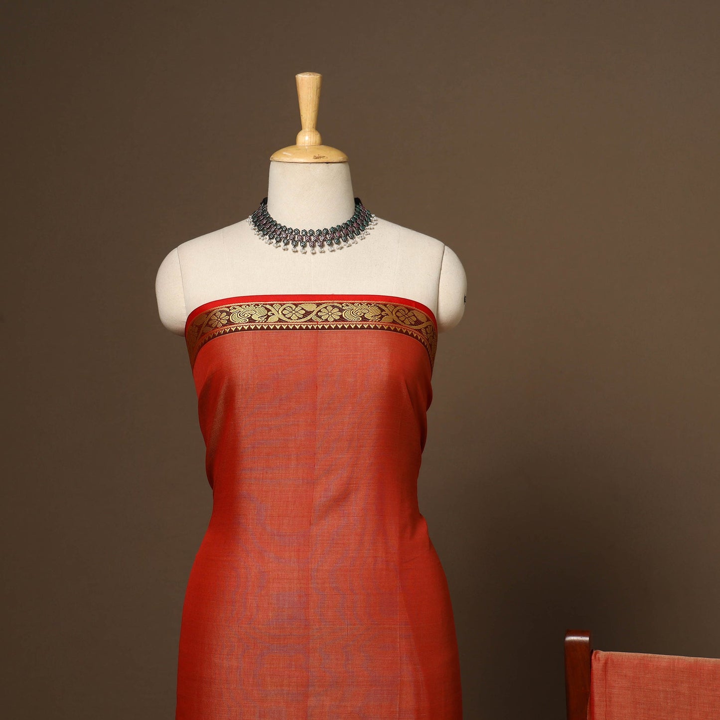 Orange - 3pc cotton unstitched dharwad dress material 03