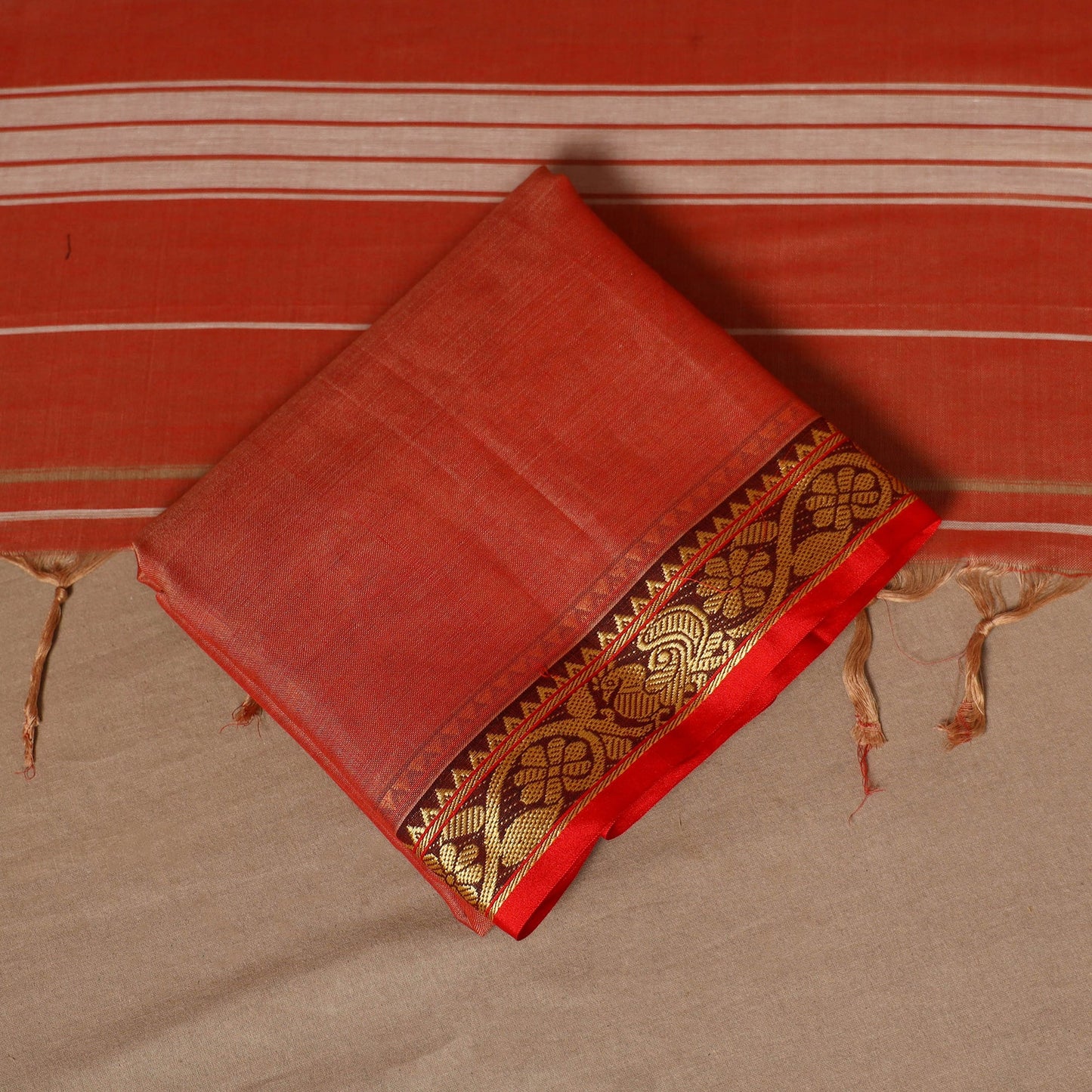 Orange - 3pc cotton unstitched dharwad dress material 03