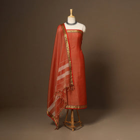 Orange - 3pc cotton unstitched dharwad dress material 03