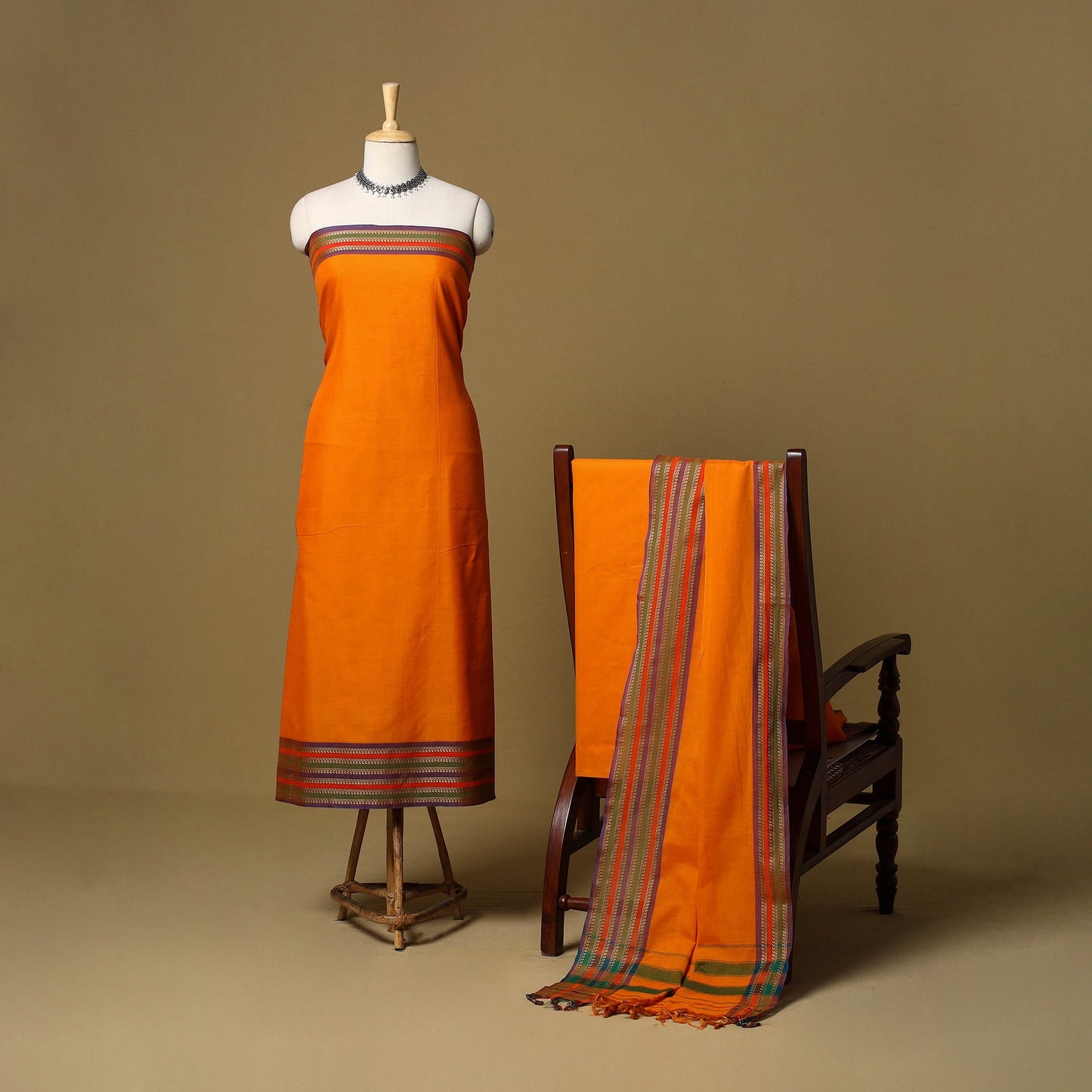 3pc cotton unstitched dharwad dress material with border 09