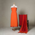 Orange - 3pc unstitched mangalagiri dress material