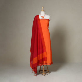 Orange - 3pc unstitched mangalagiri dress material