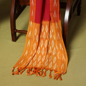Orange - 3pc handloom cotton unstitched pochampally ikat